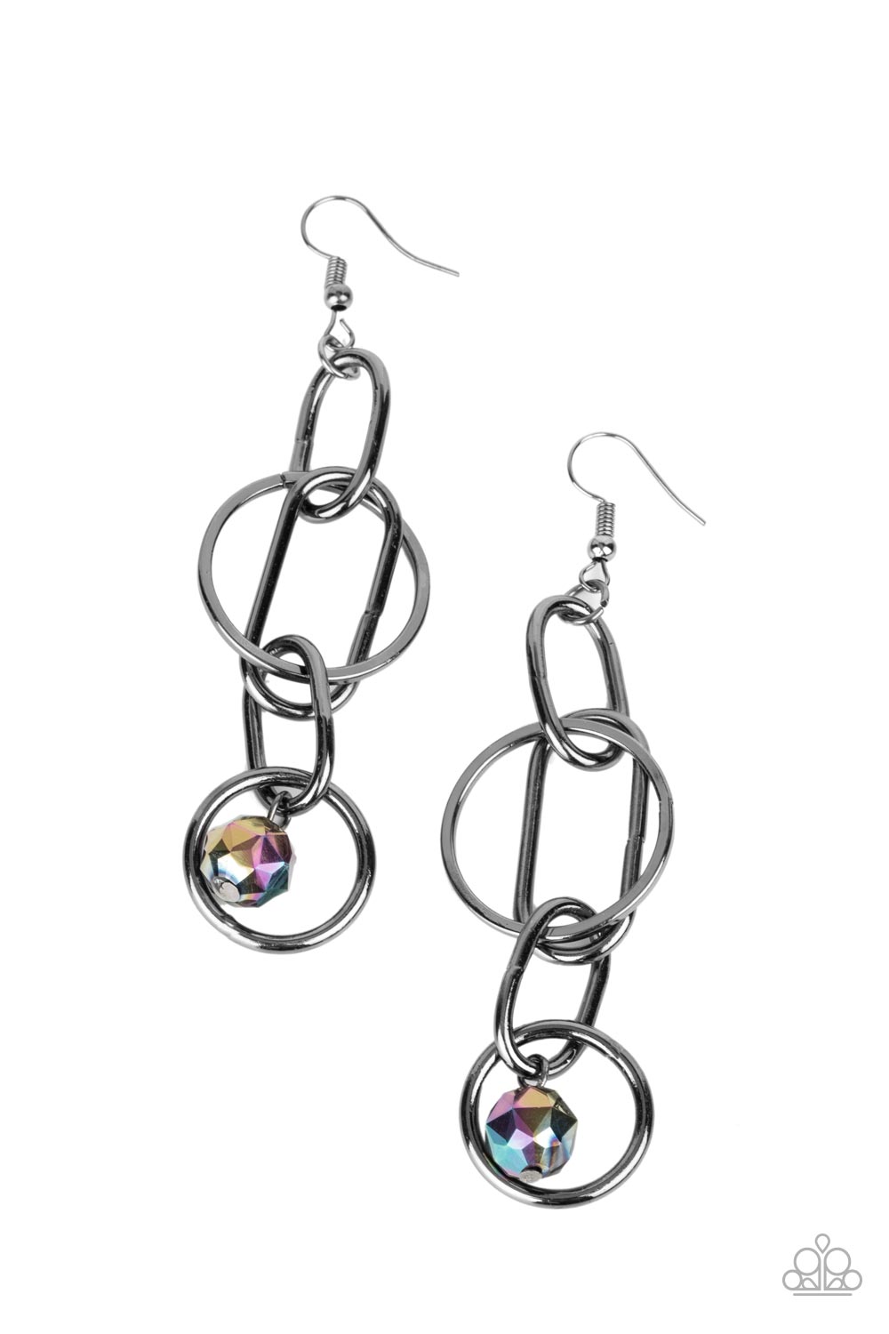 Park Avenue Princess - Gunmetal and Oil Spill Bead Earrings - Paparazzi Accessories