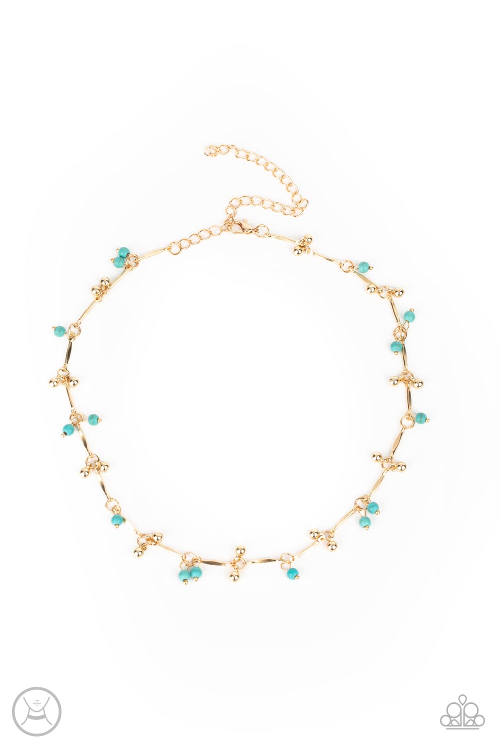 Sahara Social - Gold and Turquoise Choker Necklace - Paparazzi Accessories