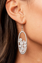 Load image into Gallery viewer, Prismatic Poker Face - White Rhinestone Earrings - Paparazzi Accessories
