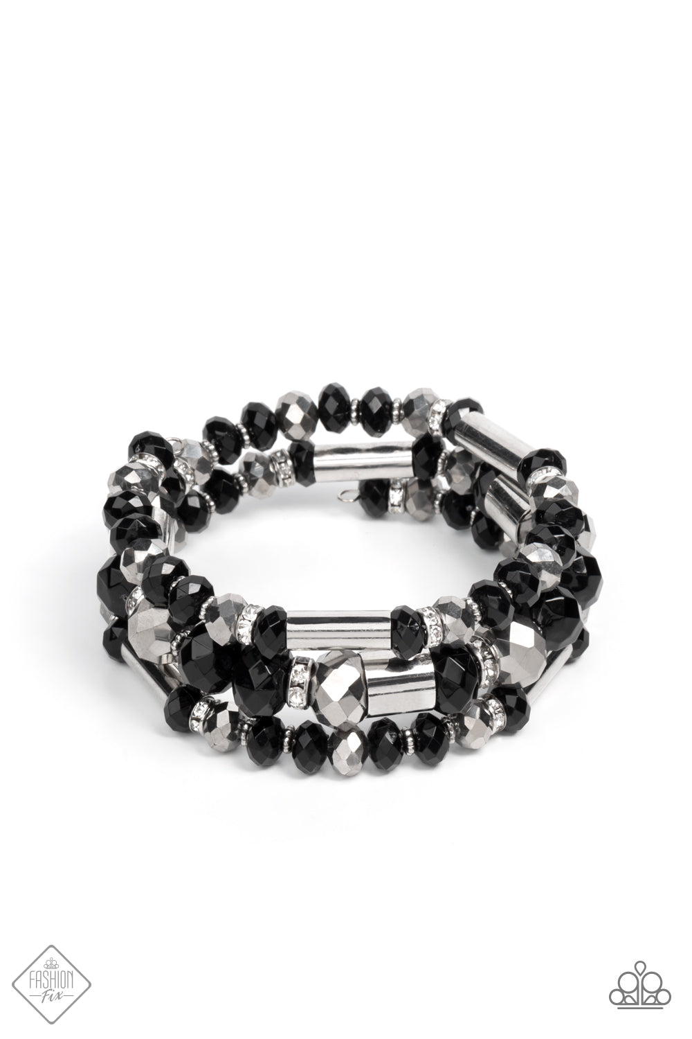 Dynamic Dazzle - Black Beaded Wrap Style Bracelet