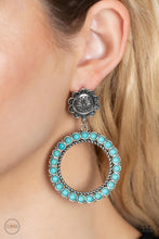 Load image into Gallery viewer, Playfully Prairie - Blue Turquoise Clip On Earrings - Paparazzi Accessories
