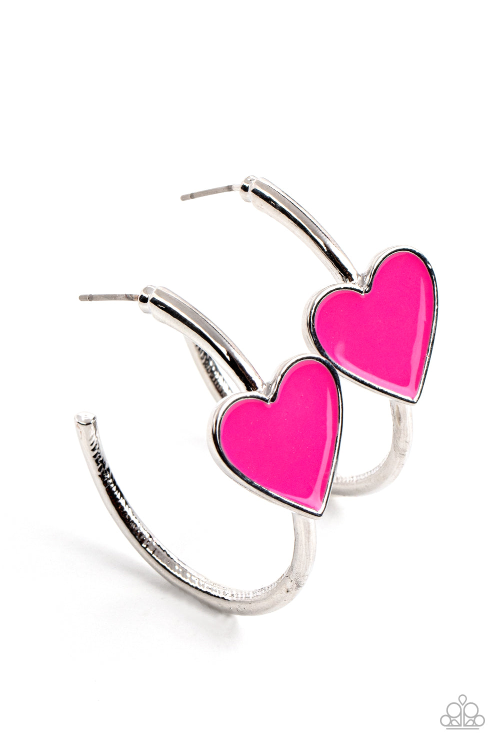 Kiss Up - Pink Heart Earrings - Paparazzi Accessories