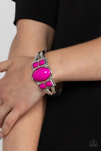 Load image into Gallery viewer, A Touch of Tiki - Pink and Silver Hinged Bracelet - Paparazzi Accessories
