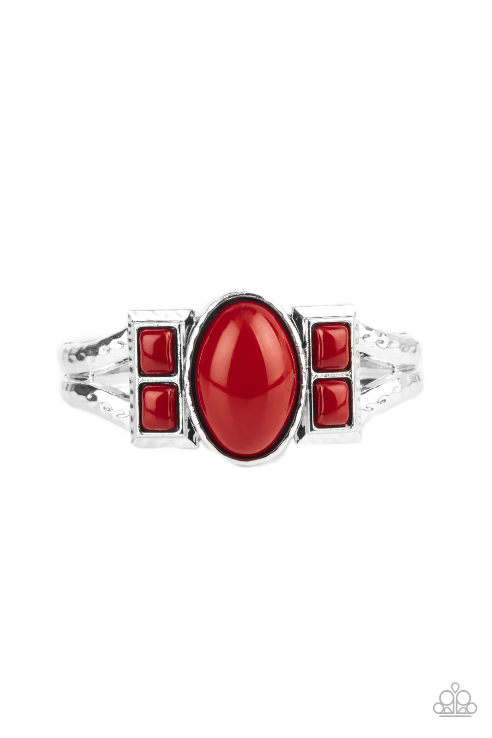 A Touch of Tiki - Red and Silver Hinged Bracelet