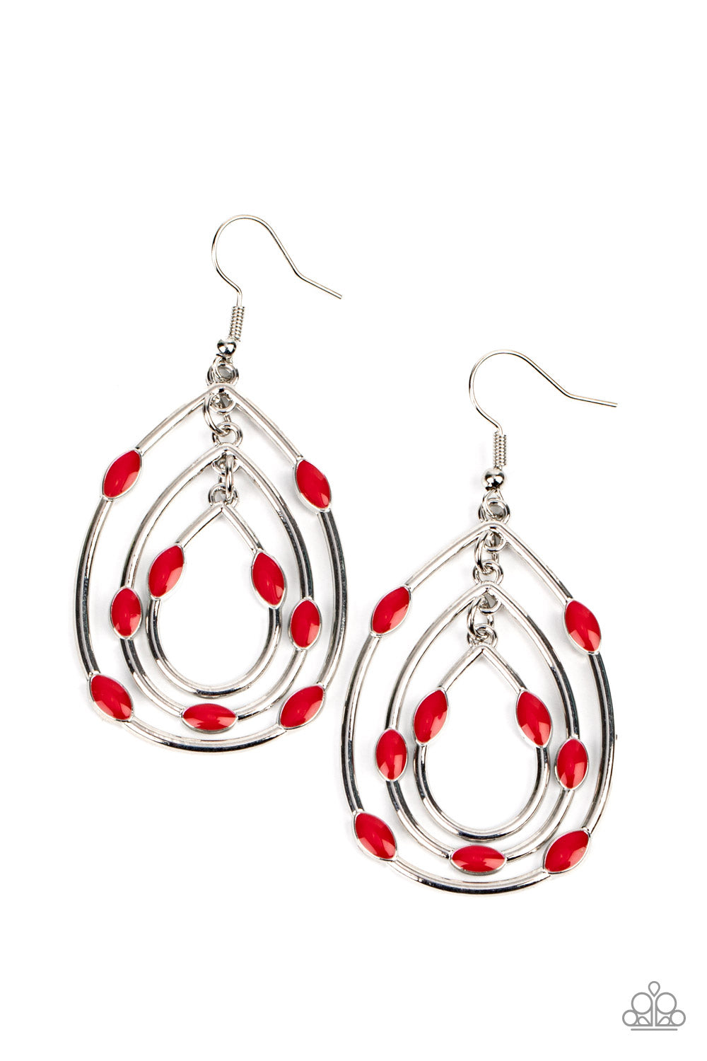 Rippling Rapport - Red Accent Earrings - Paparazzi Accessories