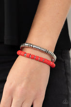 Load image into Gallery viewer, Catalina Marina - Red and Silver Bead Bracelet- Paparazzi Accessories
