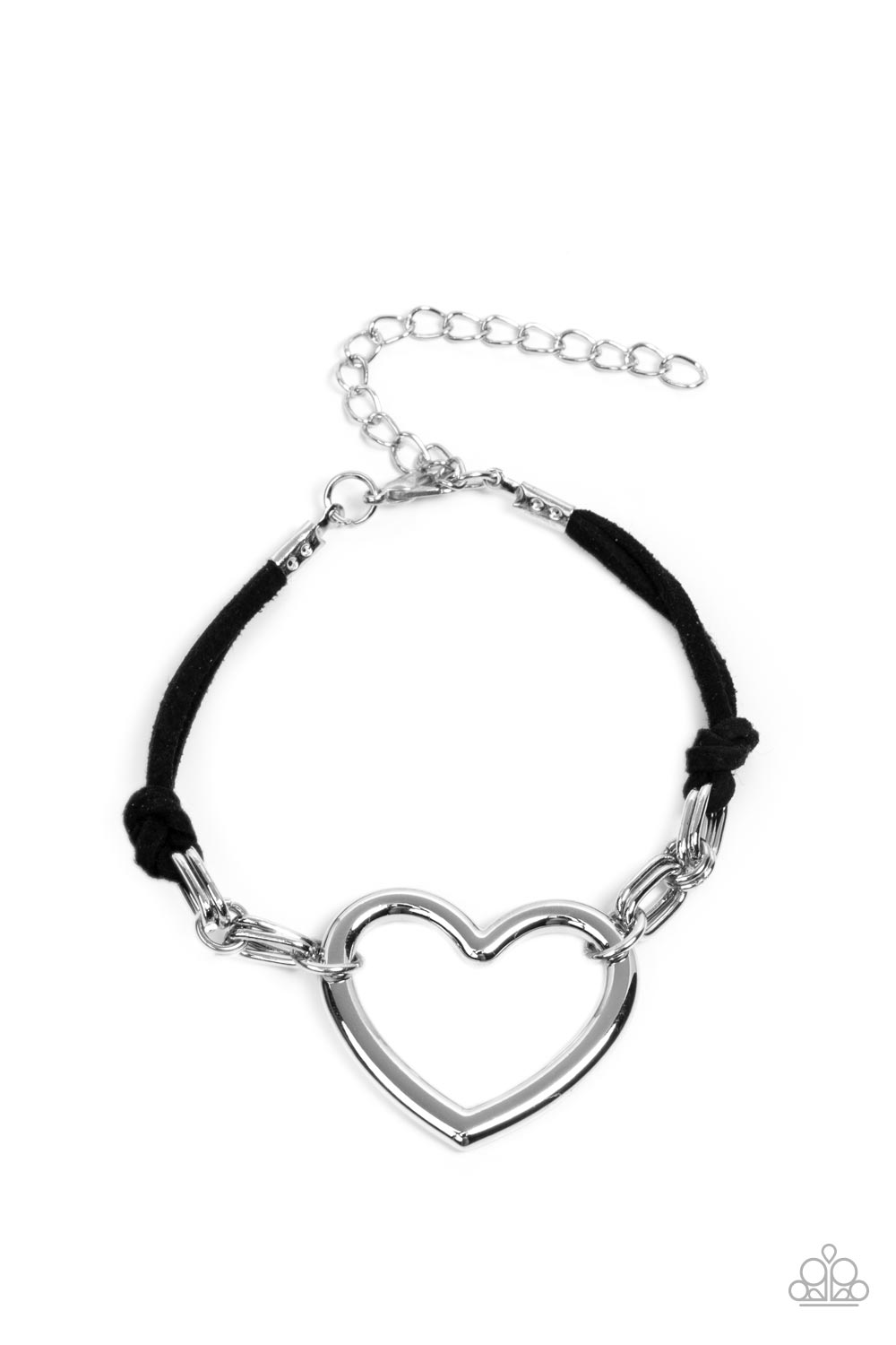 Flirty Flavour - Black Suede with Silver Heart Bracelet