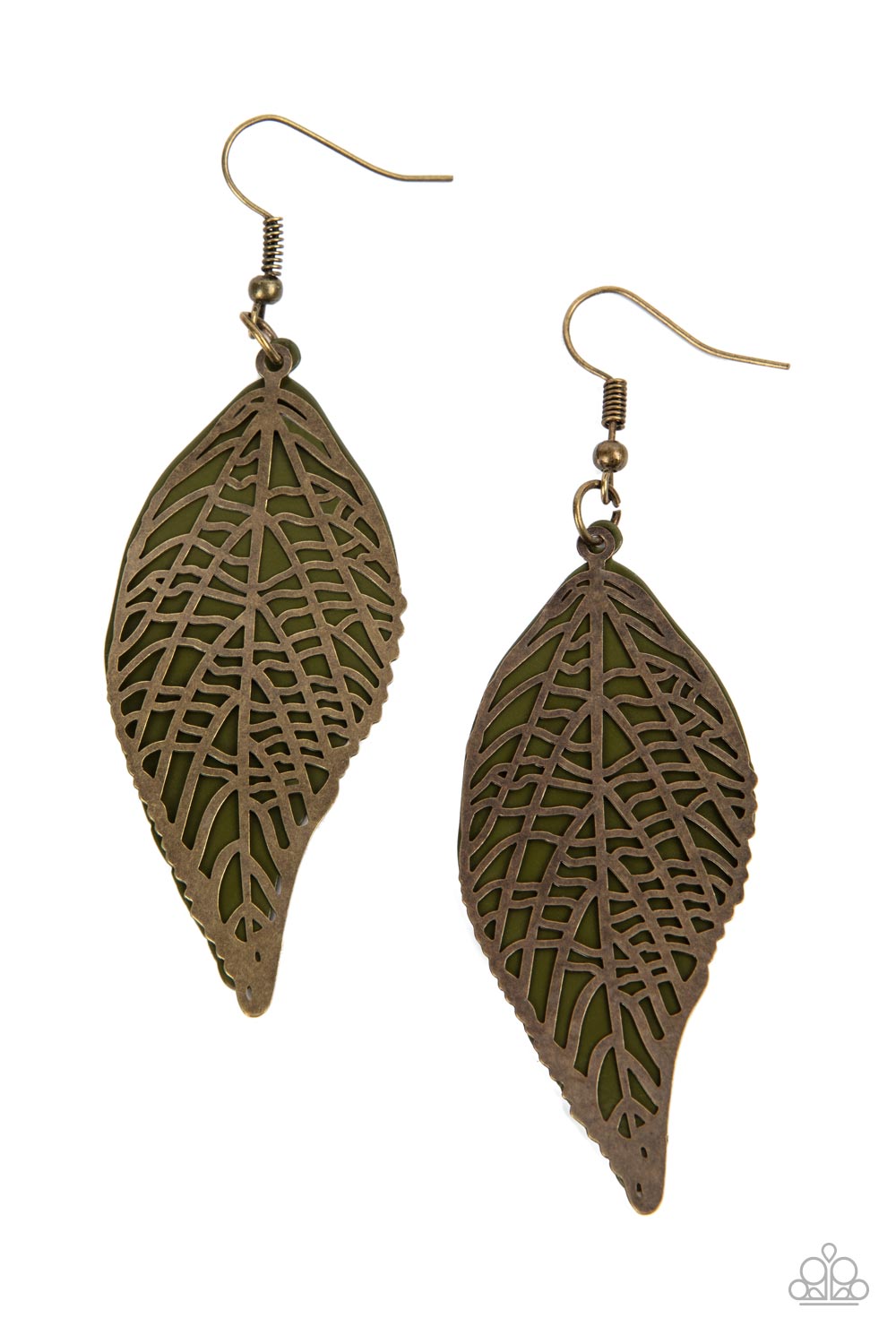 Leafy Luxury - Green and Brass Earrings - Paparazzi Accessories
