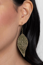 Load image into Gallery viewer, Leafy Luxury - Green and Brass Earrings - Paparazzi Accessories
