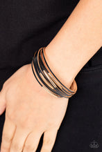 Load image into Gallery viewer, Suburban Outing - Black Leather with Gold Bracelet - Paparazzi Accessories
