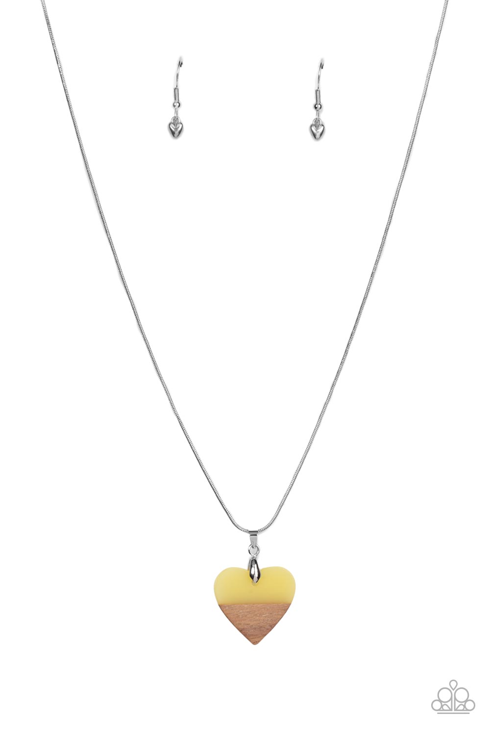You Complete Me - Yellow and Wood Heart Necklace - Paparazzi Accessories