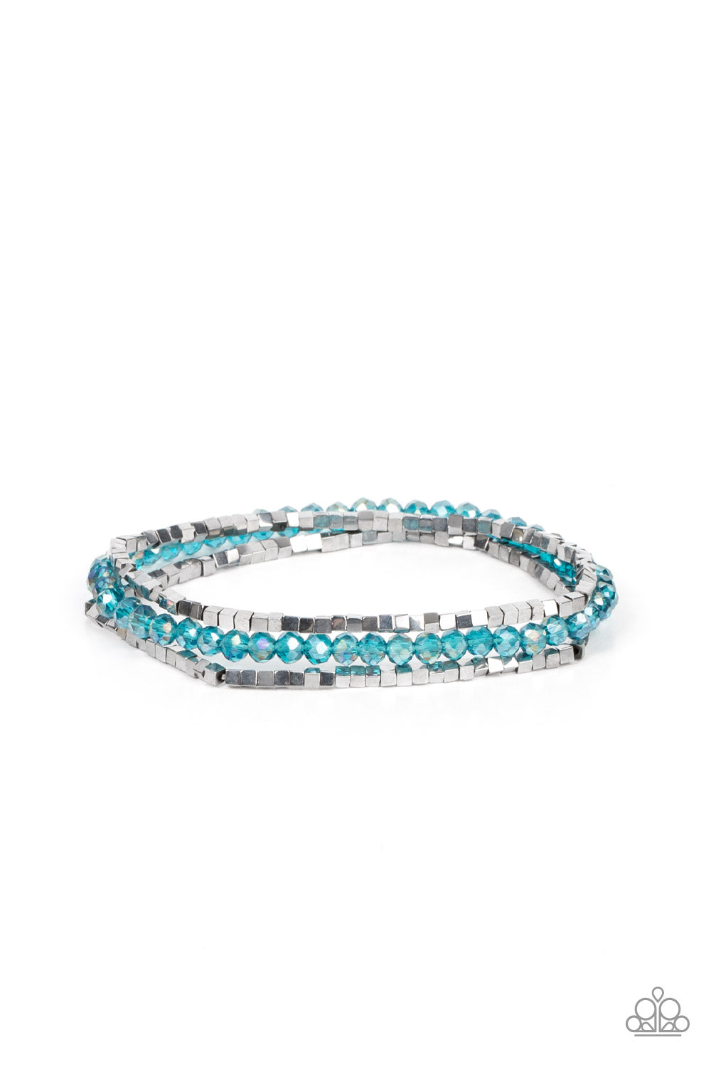 Just a Spritz -  Blue Iridescent Crystal Bead Bracelet - Paparazzi Accessories