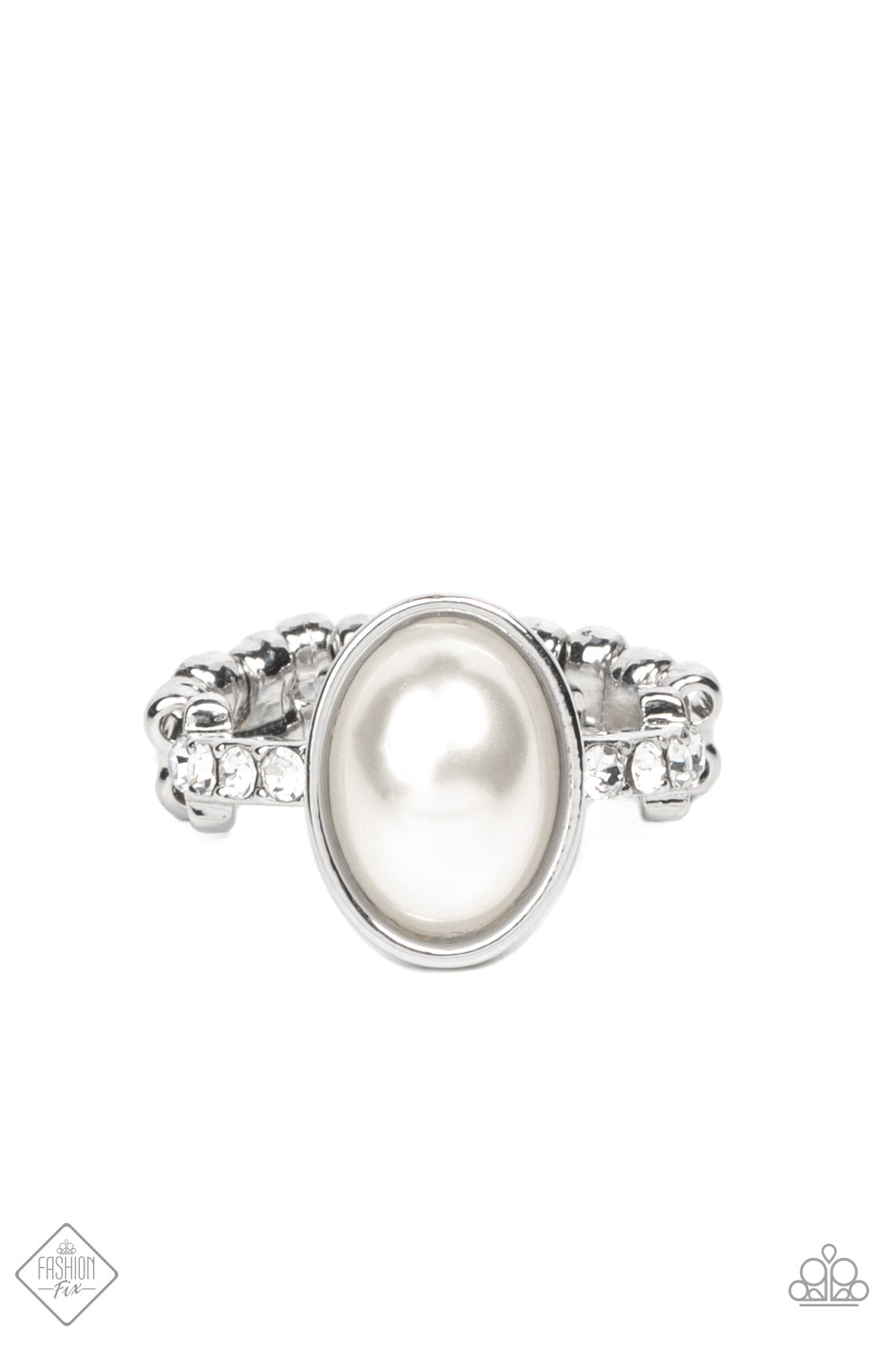 One Day at a SHOWTIME - White Pearl Ring - Paparazzi Accessories