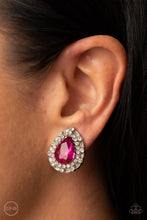 Load image into Gallery viewer, Haute Happy Hour - Pink Teardrop Rhinestone Clip On Earrings - Paparazzi Accessories
