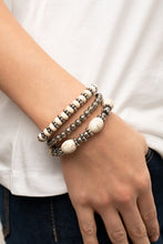Load image into Gallery viewer, Take by SANDSTORM - White and Antiqued Silver Beads - Paparazzi Accessories
