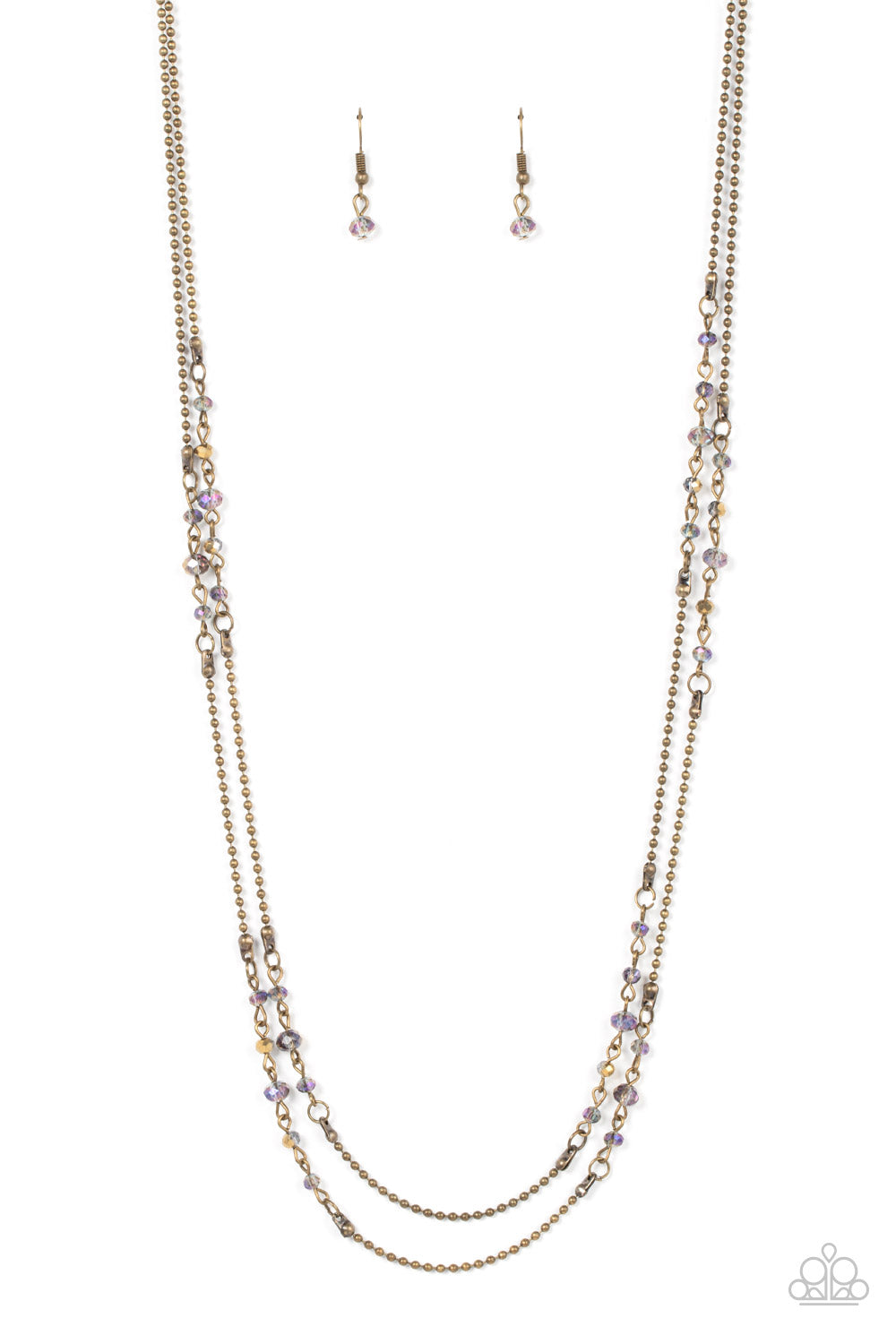 Petitely Prismatic - Brass Iridescent Beads - Paparazzi Accessories