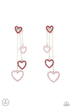 Load image into Gallery viewer, Falling In Love - Multi Heart Red Rhinestone Earrings - Paparazzi Accessories

