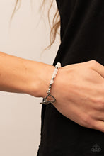 Load image into Gallery viewer, Following My Heart - White and Silver Heart Closure Bracelet - Paparazzi Accessories
