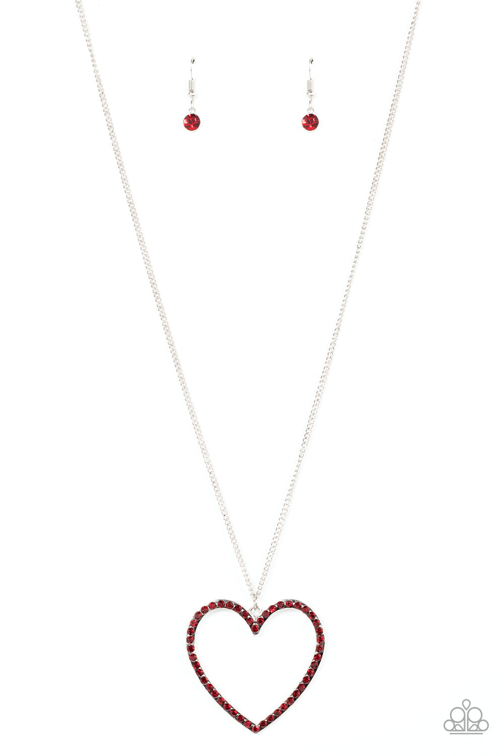 Va-Va-VALENTINE - Red Rhinestone Heart Necklace - Paparazzi Accessories