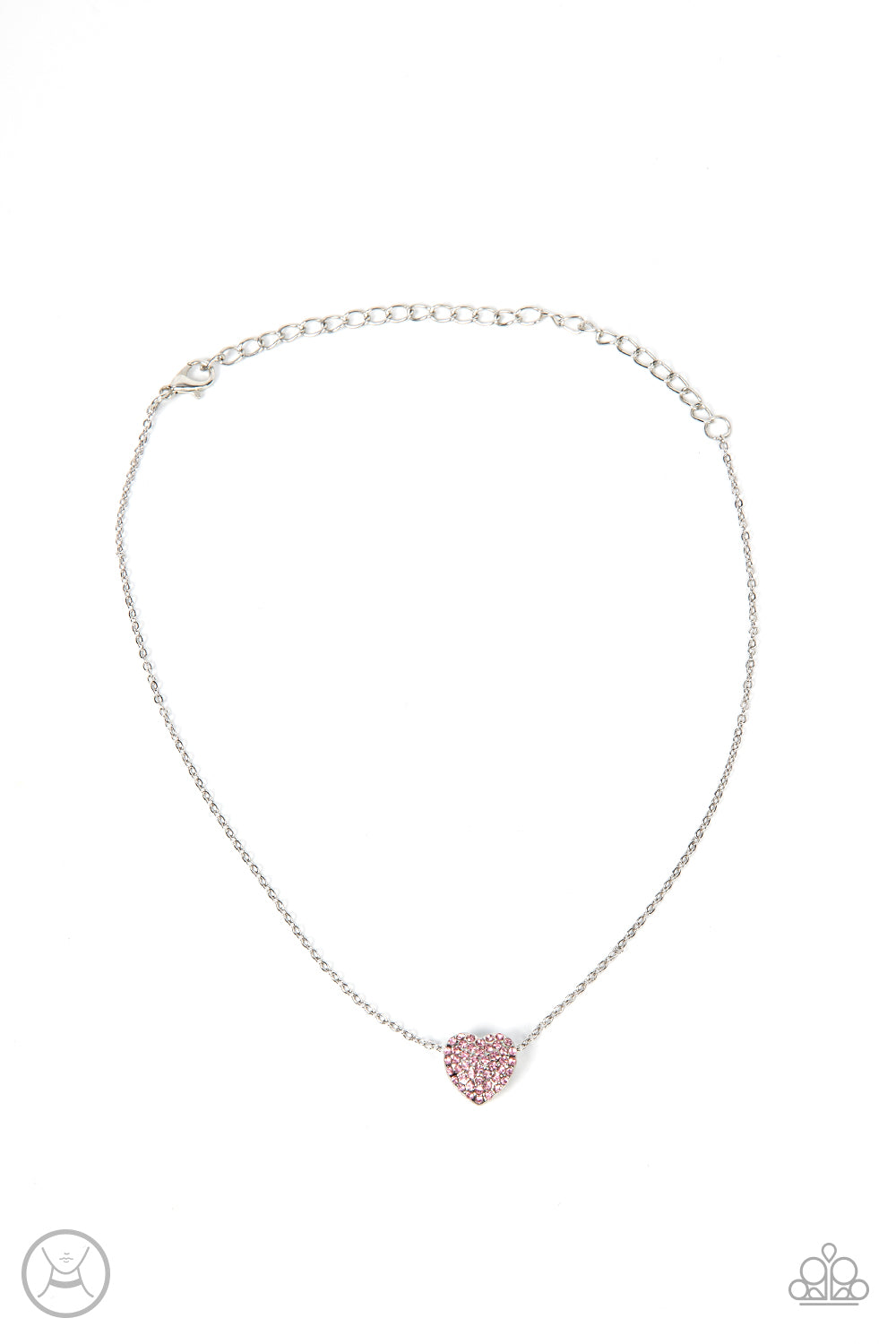 Twitterpated Twinkle - Pink Rhineston Heart Choker Necklace - Paparazzi Accessories