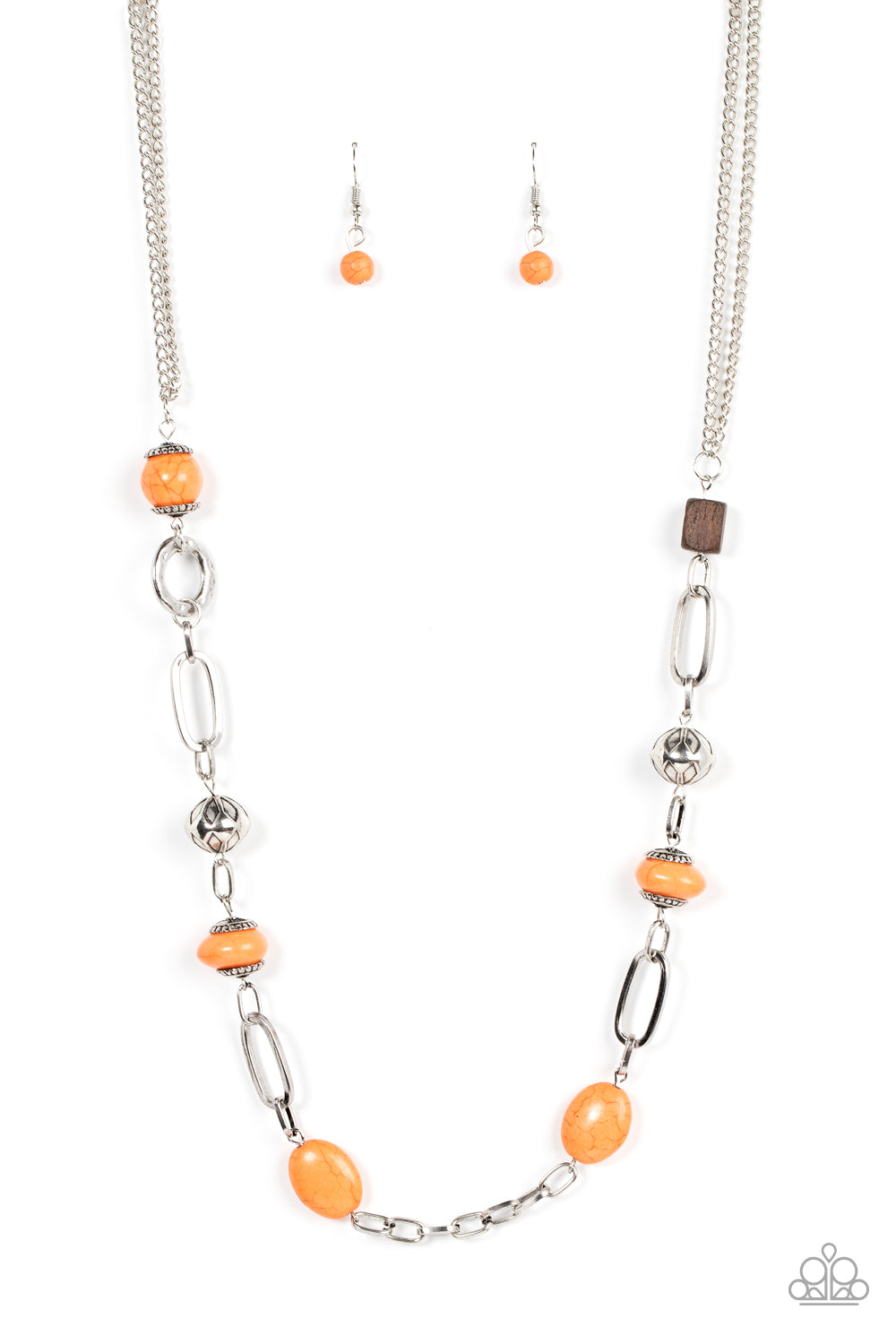 Barefoot Bohemian - Orange Wood Bead Necklace