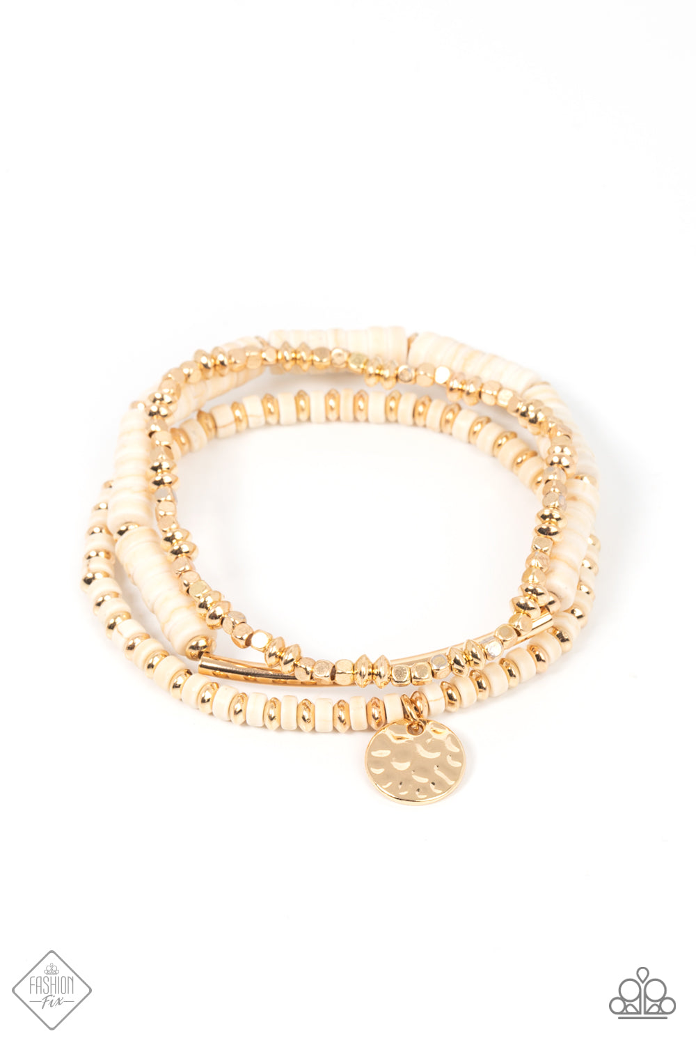 Terraform Trendsetter - Earthy White and Gold Bracelet - Paparazzi Accessories