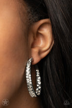 Load image into Gallery viewer, GLITZY By Association Gunmetal with White Rhinestones Blockbuster Earrings

