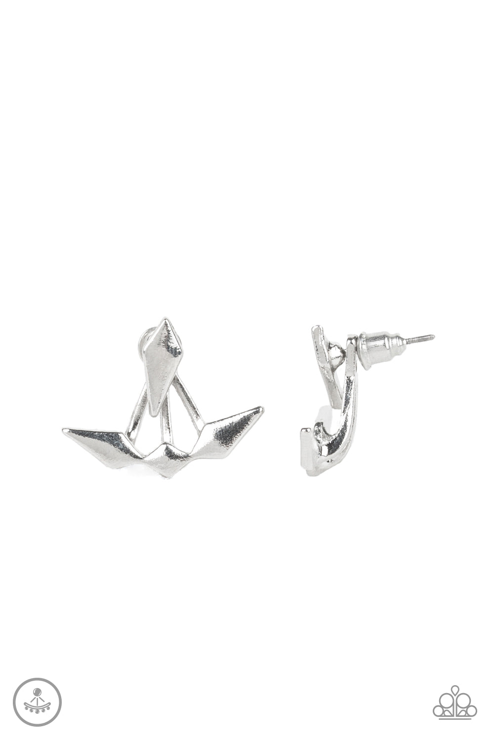 Metal Origami - Silver Earrings - Paparazzi Accessories