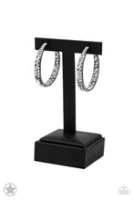 Load image into Gallery viewer, GLITZY By Association Gunmetal with White Rhinestones Blockbuster Earrings - Paparazzi Accessories
