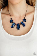 Load image into Gallery viewer, Cosmic Cocktail - Blue Rhinestone Gunmetal Necklace
