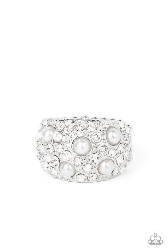 Gatsby's Girl Pearl and White Rhinestone Ring