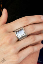 Load image into Gallery viewer, Brilliantly Bordered&quot; Silver and Topaz Rhinestone Ring - Paparazzi Accessories
