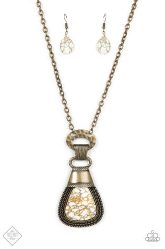 Rodeo Royale White Earthy Stone Necklace - Paparazzi Accessories